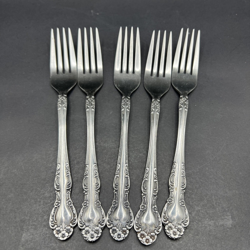 Set of 5 Vintage Ekco Eterna BEAUMONT Stainless Steel Dinner Forks